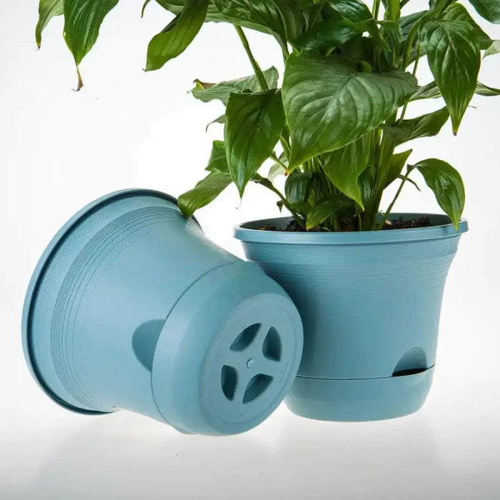 self watering planter australia Set of 2 x 19.5 cm Blue Plastic Self Watering Planter for Indoor or Outdoor