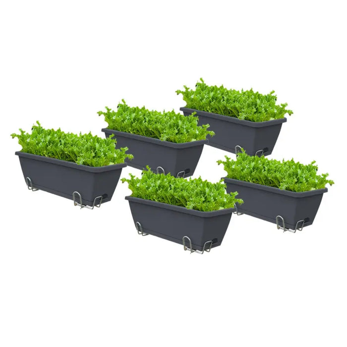 Set of 5 x 49.5cm Black Rectangular Planter