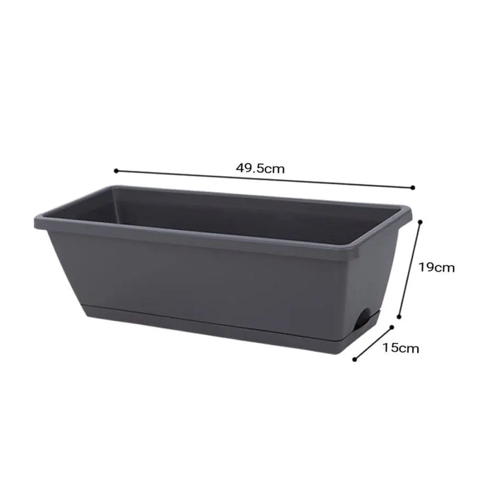 Set of 5 x 49.5cm Black Rectangular Planter