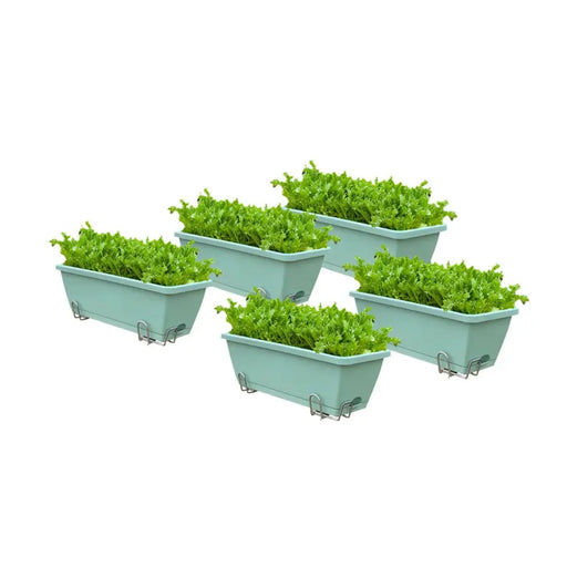 Set of 5 x 49.5cm Green Rectangular Planter