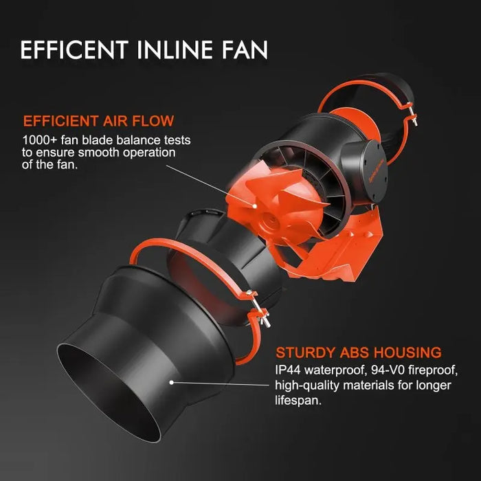Spider Farmer 4 - Inch Inline Fan Blower Silent Air Cooling Grow Room Basement Ventilation