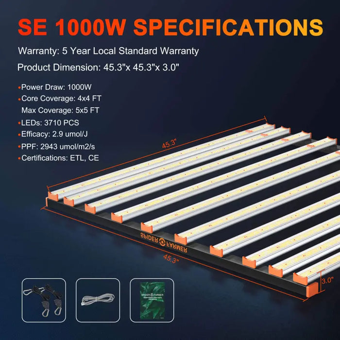 Spider Farmer SE 1000W LED Grow Light Specs