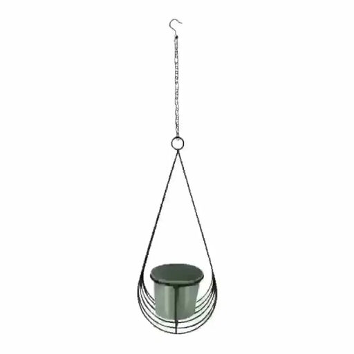 Contemporary Black Hanging Cradle w/Pot & Chain Planter 16x35-80cm