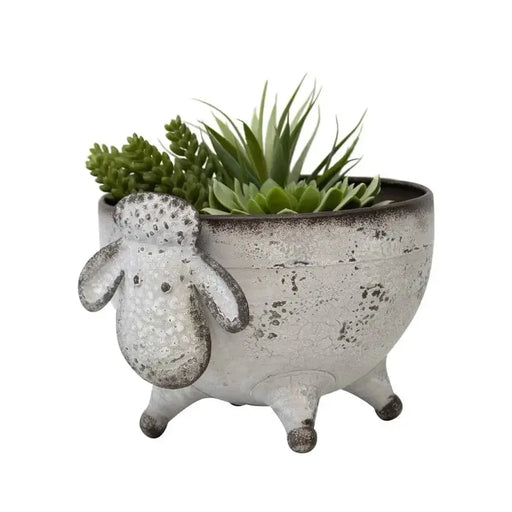 Distressed-Finish Footed Sheep Planter/Bowl 25x23.5x19cm