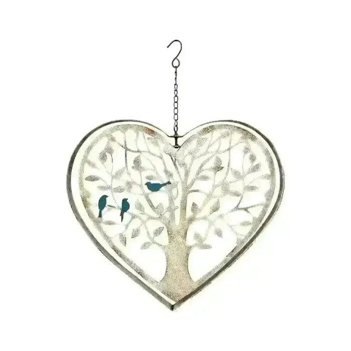 Double-Framed Pivoted Hanging Heart w/Birds 43x2.5x43-56cm