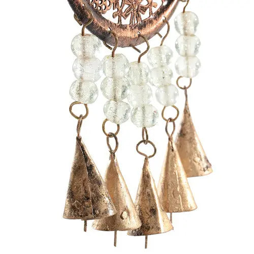 Handcrafted Hanging Birds in Heart with Beads & Bells - Home Decor