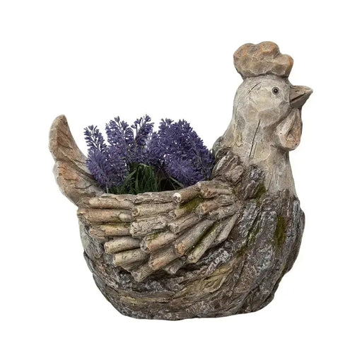 Rustic Rooster Planter w/Hole & Plug 30x25x32cm
