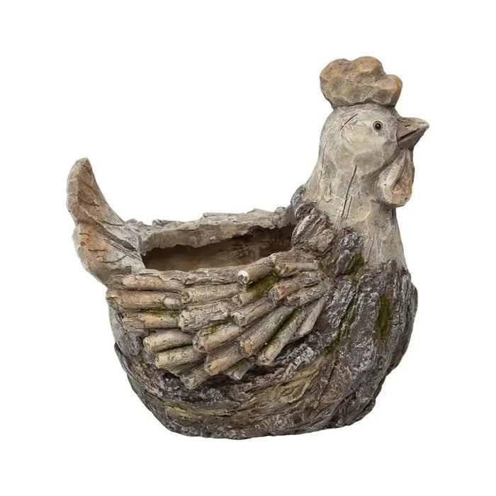 Rustic Rooster Planter w/Hole & Plug 30x25x32cm