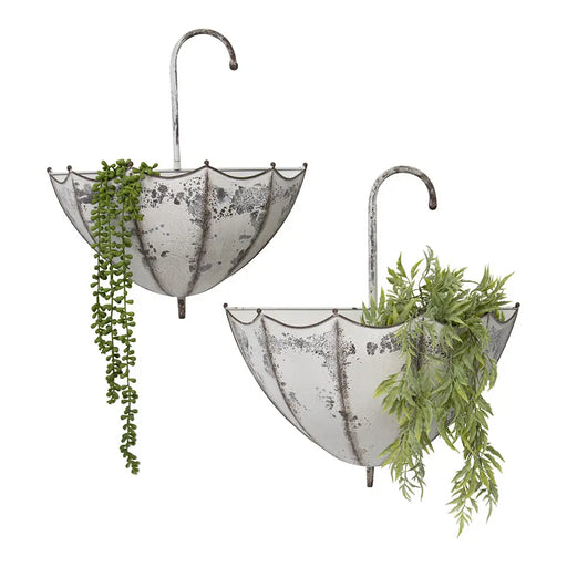 Set of 2 Nested Distressed-Finish Umbrella Wall Planters - Wall Planters