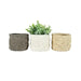 Set of 3 cement 'Macrame' Planters with drain hole and plug