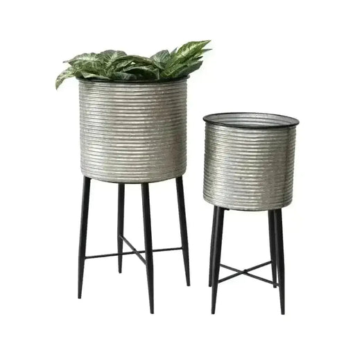 Set/2 Nested Industro-Chic Stilted Pot Planters 34x68/28x56cm
