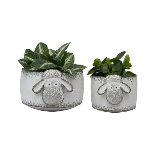 Set/2 Nested Sheep Wallhanging Planters 29.5x26.5x19/21x20x17.5cm