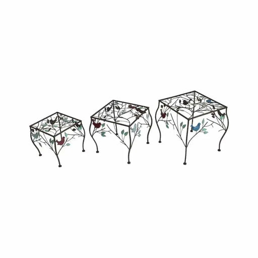 Set/3 Nested Square Birds & Branch Garden Plant Stands